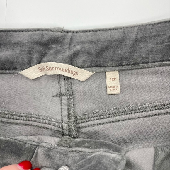 NWT Soft surroundings velvet grey Blakely Velveteen Pants‎ size 12P 5 pocket - Picture 8 of 11